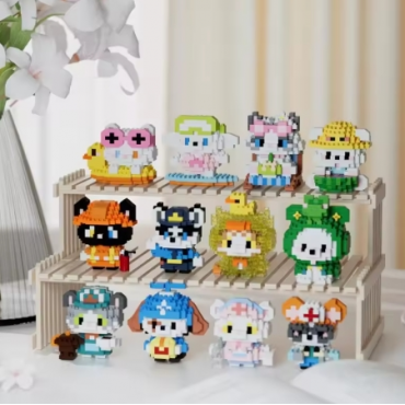 New Children's Micro-particle Building Blocks, Animal Cartoon Dolls Creative Cat And Dog Assembly Toys, Gifts For Boys And Girls