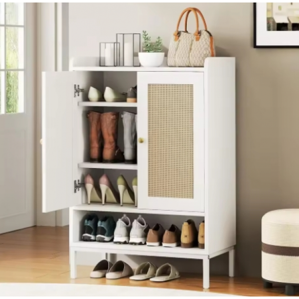 Rattan Shoe Cabinet Storage for Entryway, Shoe Cabinet with Adjustable Shelves for Entryway, 5-Tier, 20 Pair Shoe Rack Storage 